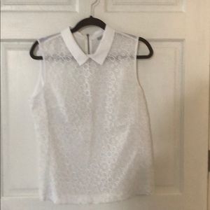 White sleeveless top